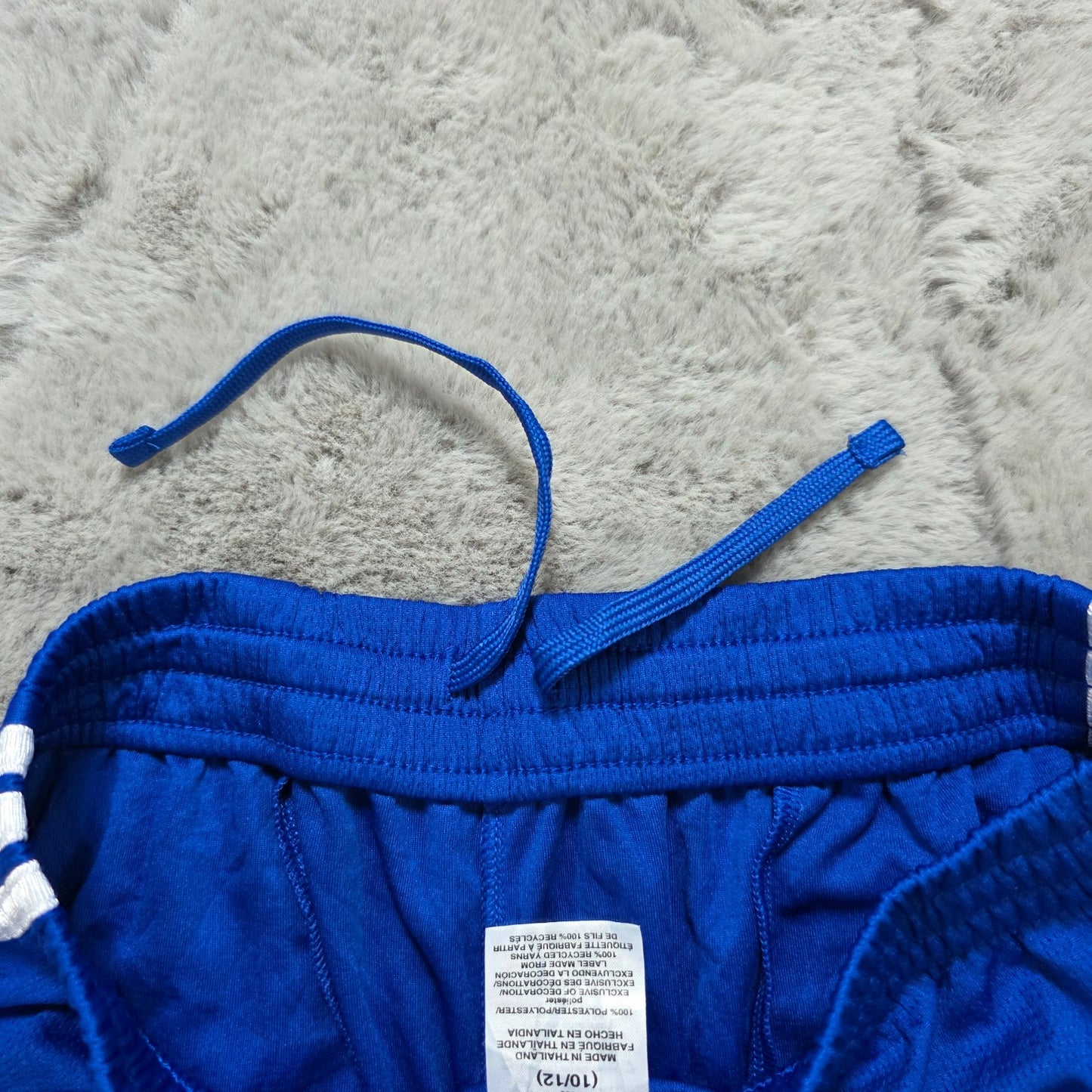 Adidas Blue Sports Shorts Youth M (10/12) W24 Mesh Stripe Gym Activewear