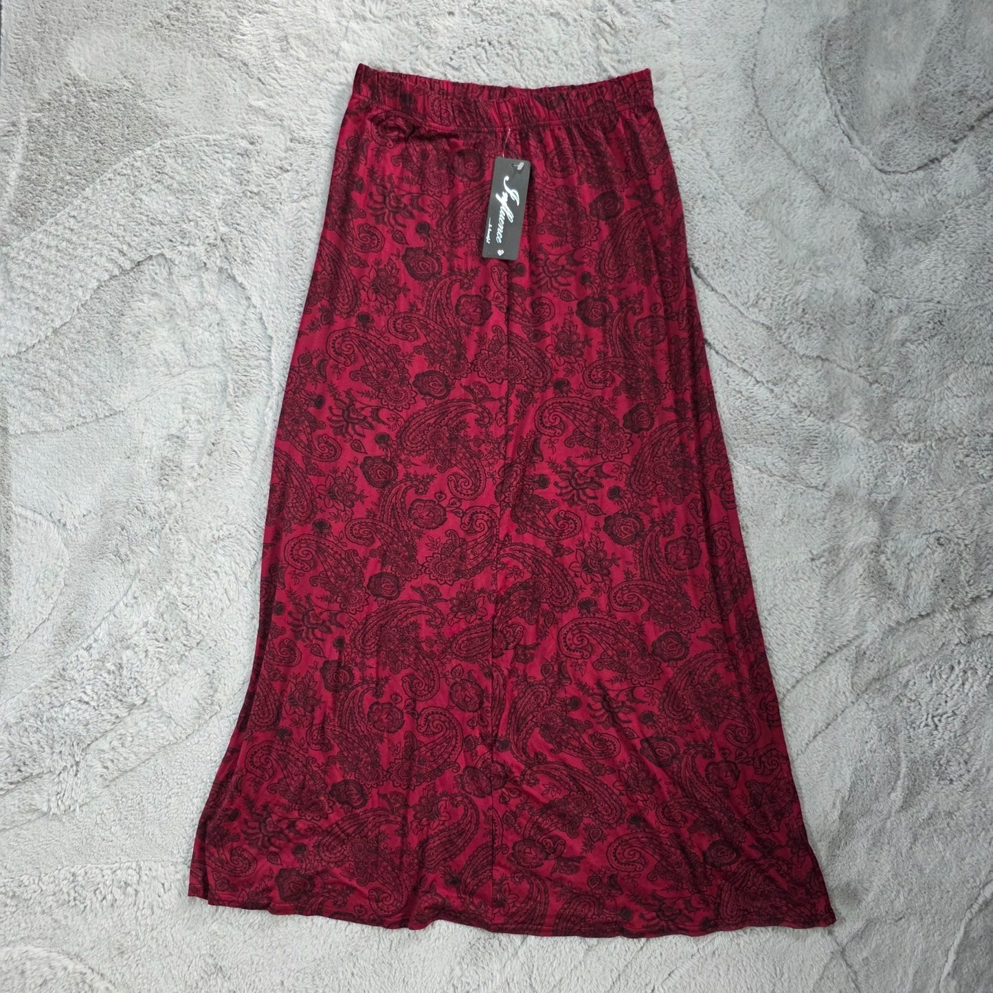 Influence Maxi Skirt Women’s Size B (UK 10–12) Black Red Floral Viscose NWT