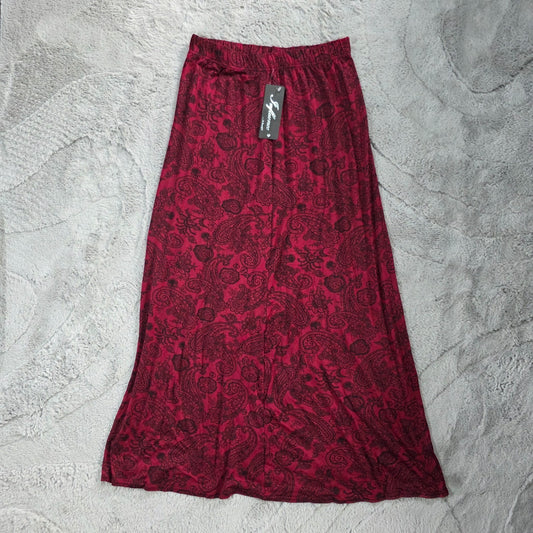 Influence Maxi Skirt Women’s Size B (UK 10–12) Black Red Floral Viscose NWT