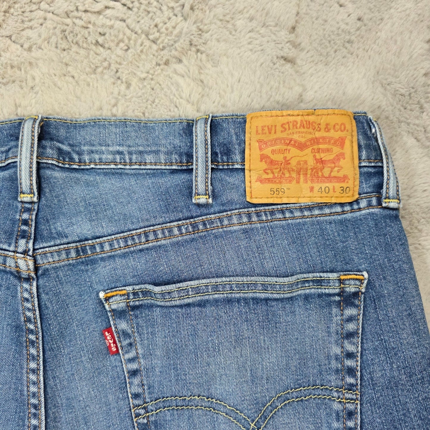 Levi’s 559 Men’s Relaxed Straight Fit Jeans Blue W40 L30 Stretch Colombia Made
