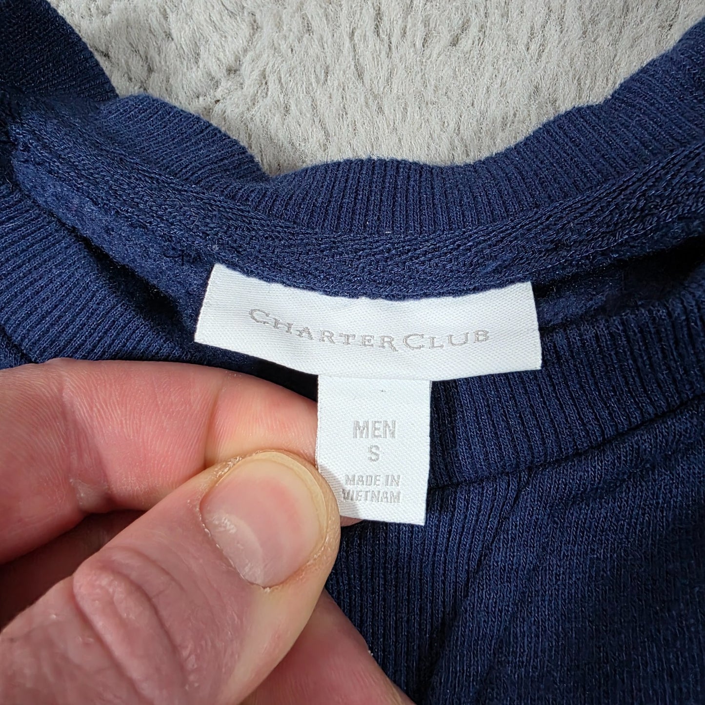 Charter Club Navy Sweatshirt Men’s Size S Crew Neck Pullover Jumper