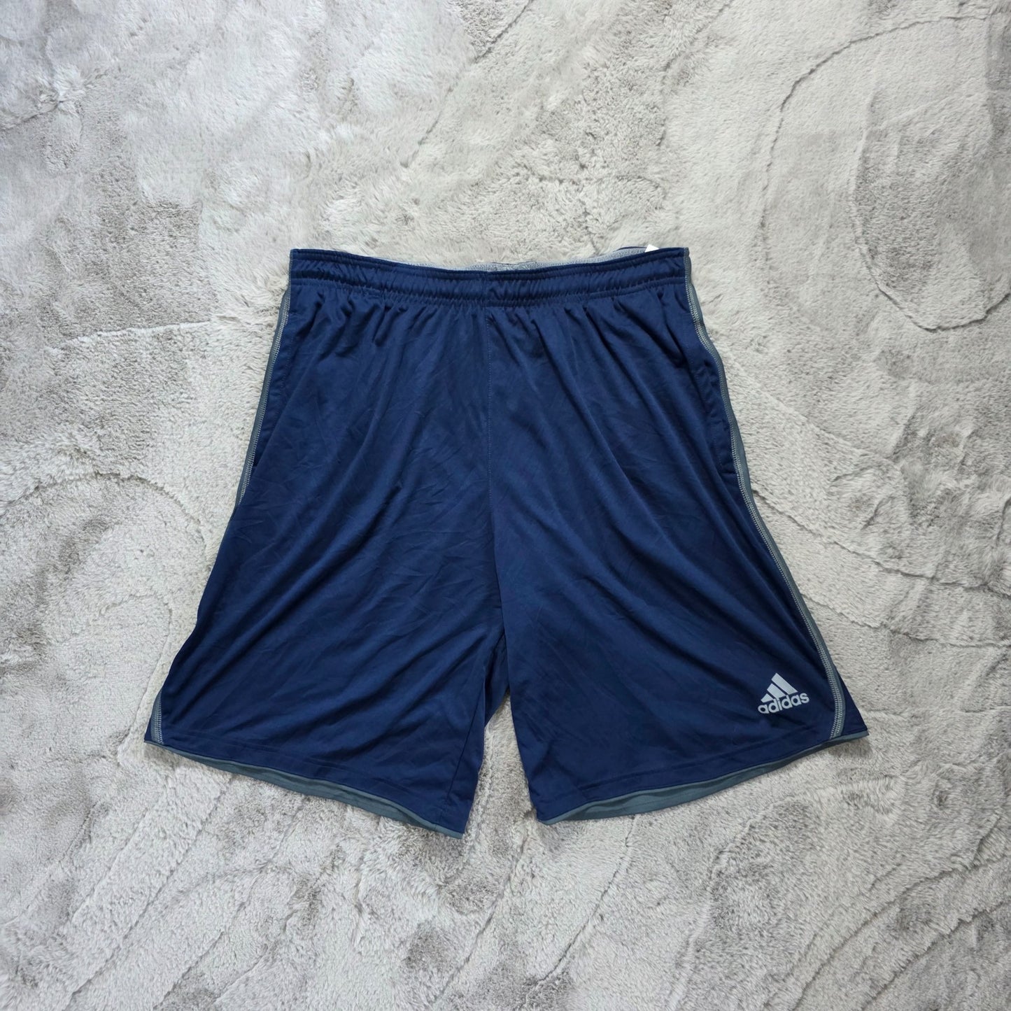 Adidas Climalite Navy Blue Sports Shorts XL W32 Gym Training Zip Detail