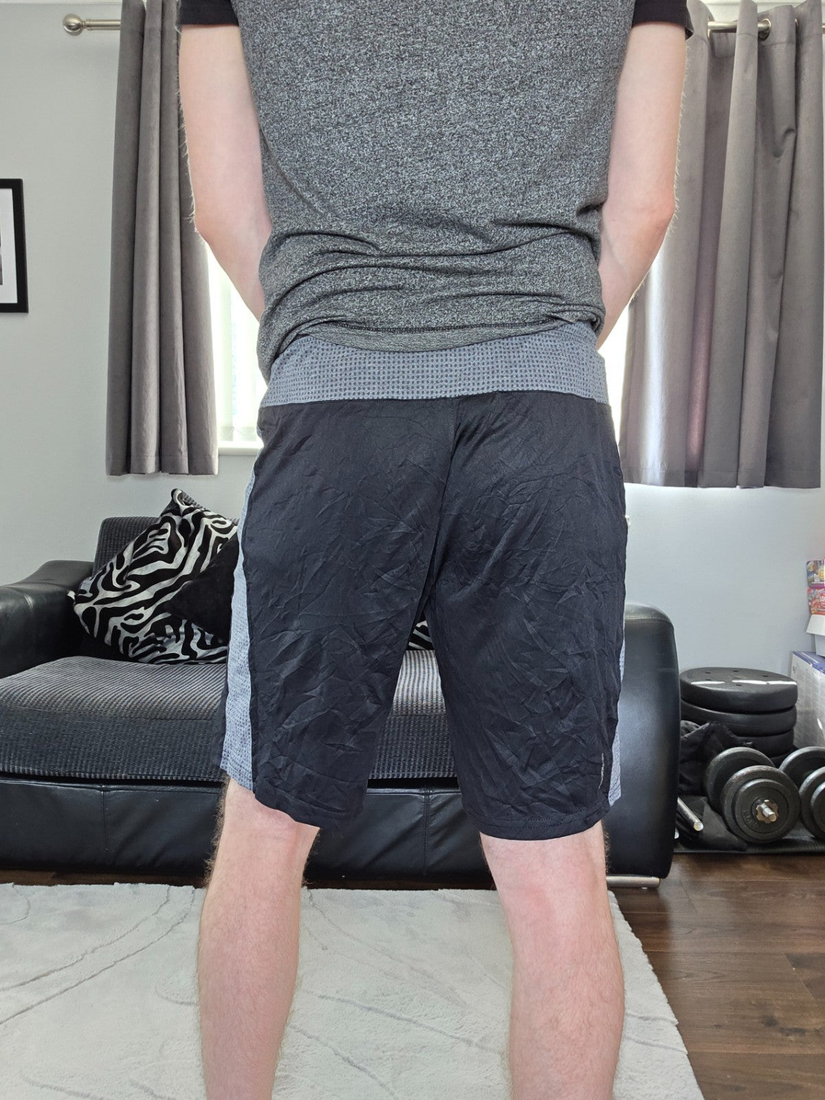 Adidas Climacool Black & Grey "N Football" Shorts Size M W28 Sports Gym Mesh Men
