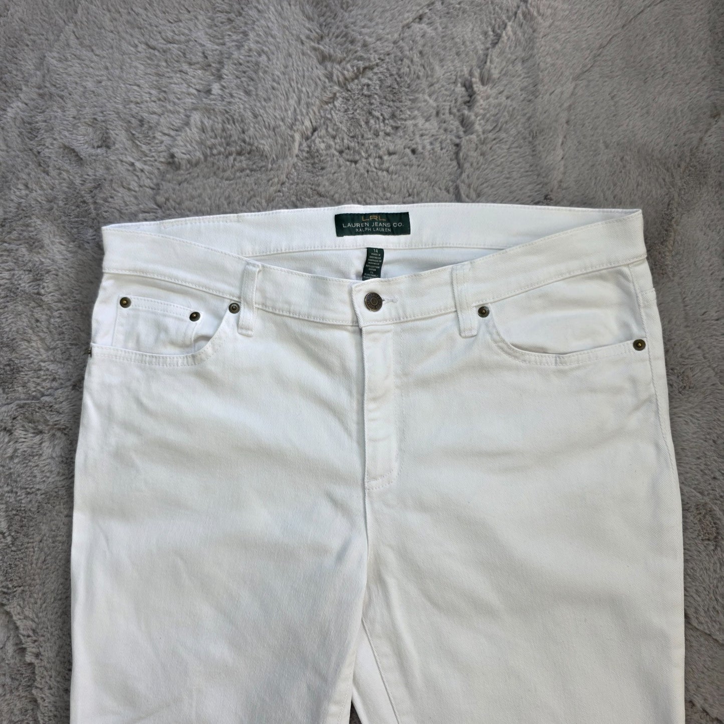 Lauren Ralph Lauren White Stretch Trousers W36 L29 US 14 UK 18 Cotton Blend