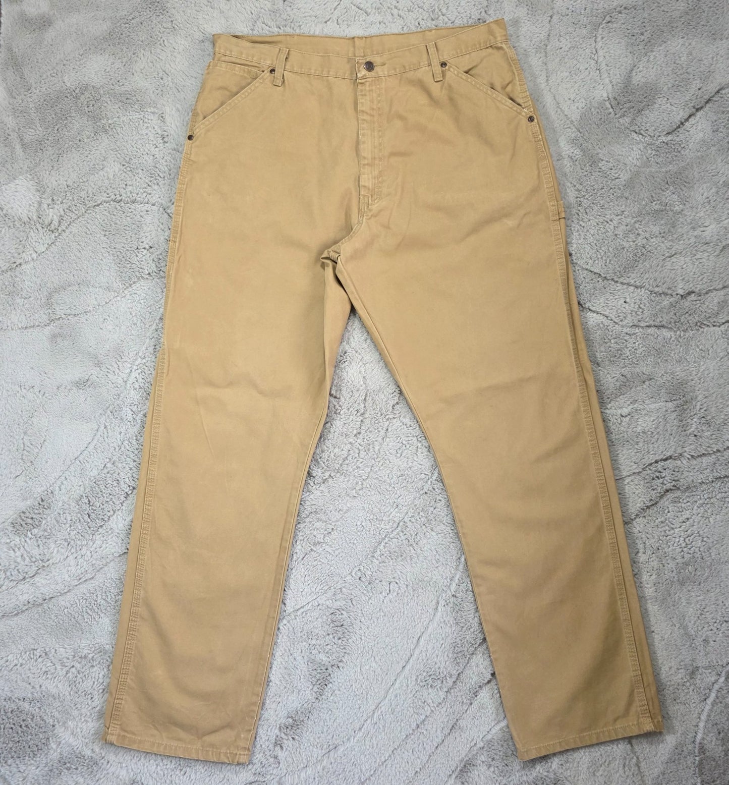Wrangler carpenter trousers beige W38 L34 men’s straight leg 100% cotton workwea