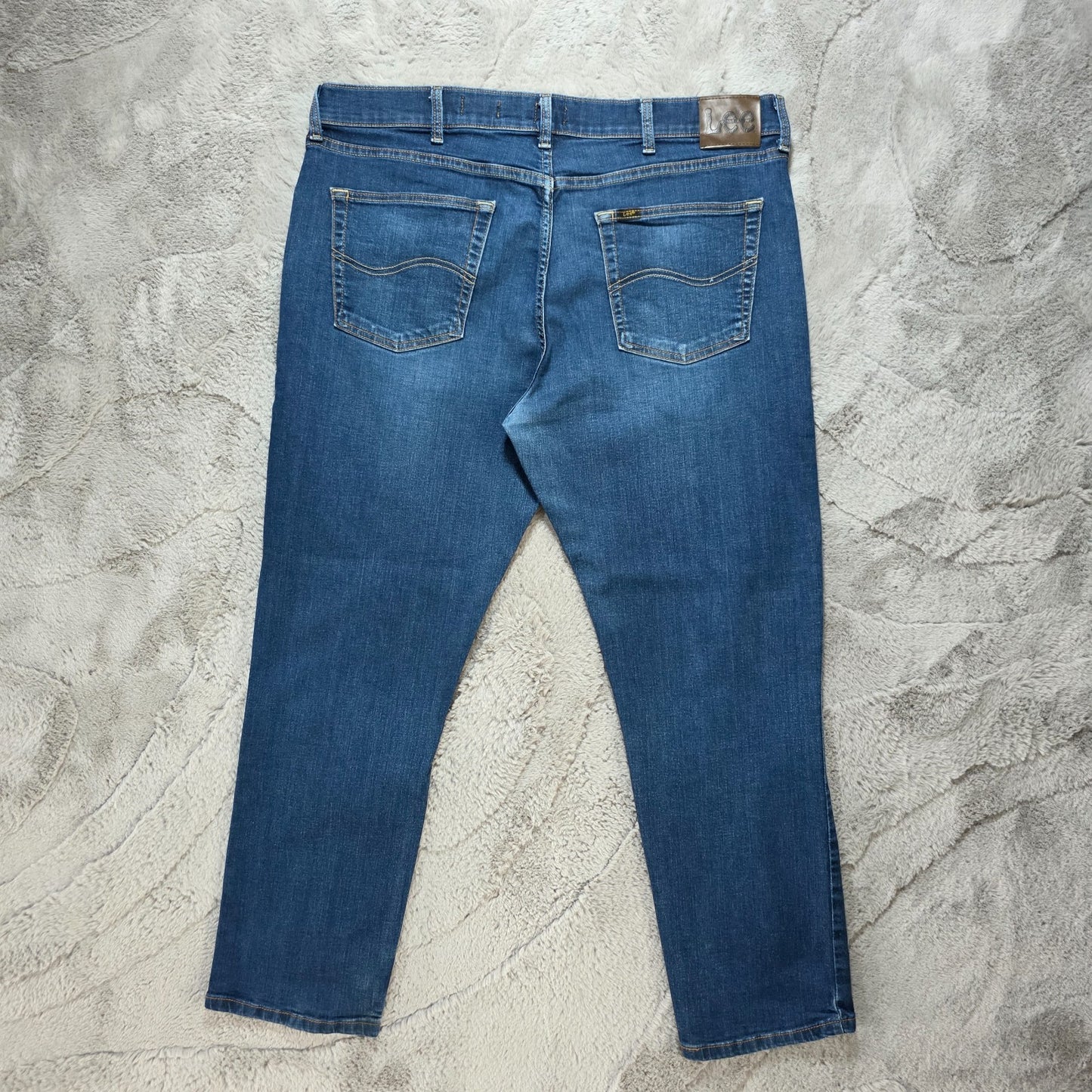Lee Jeans Regular Fit Blue Denim W38 L29 Zip Fly Straight Leg Mexico 2009540