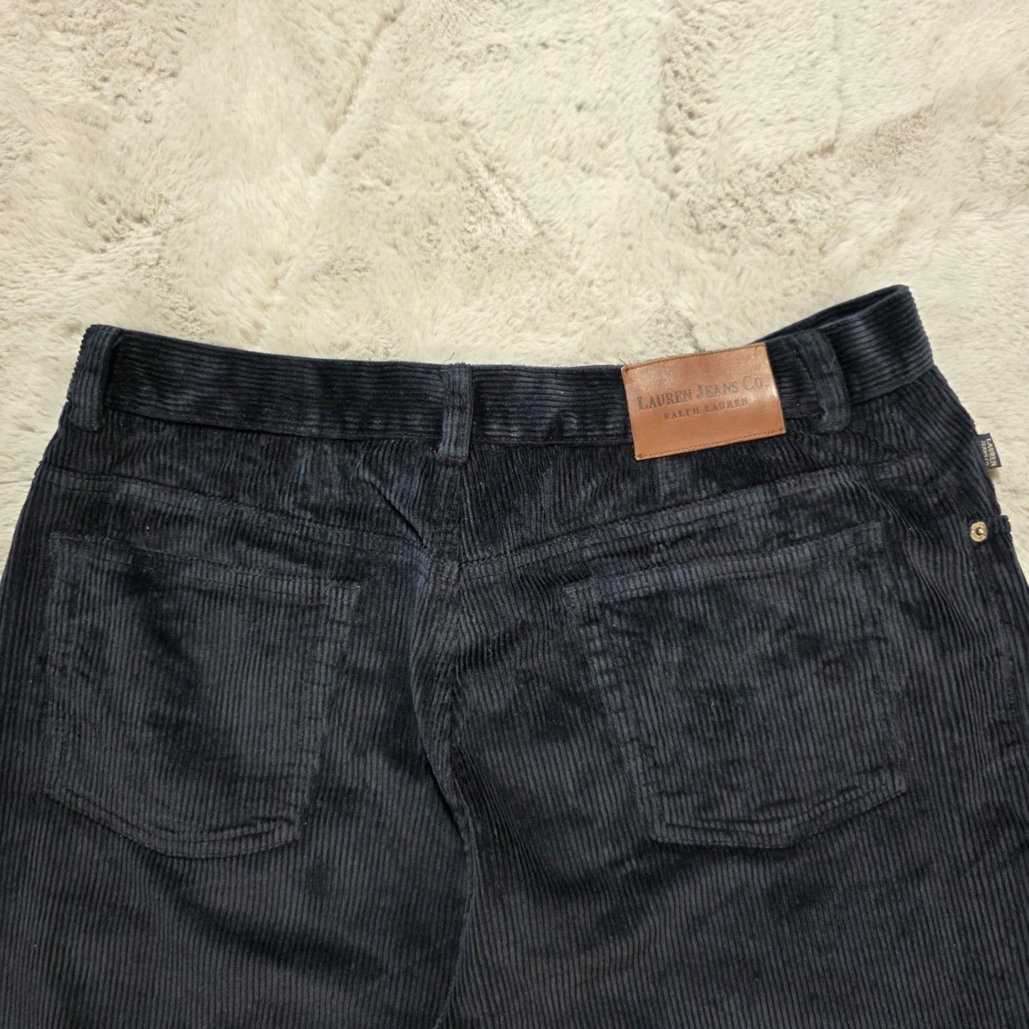 Lauren Ralph Lauren Women's Corduroy Jeans W33 L27 Black Stretch Straight Fit Si