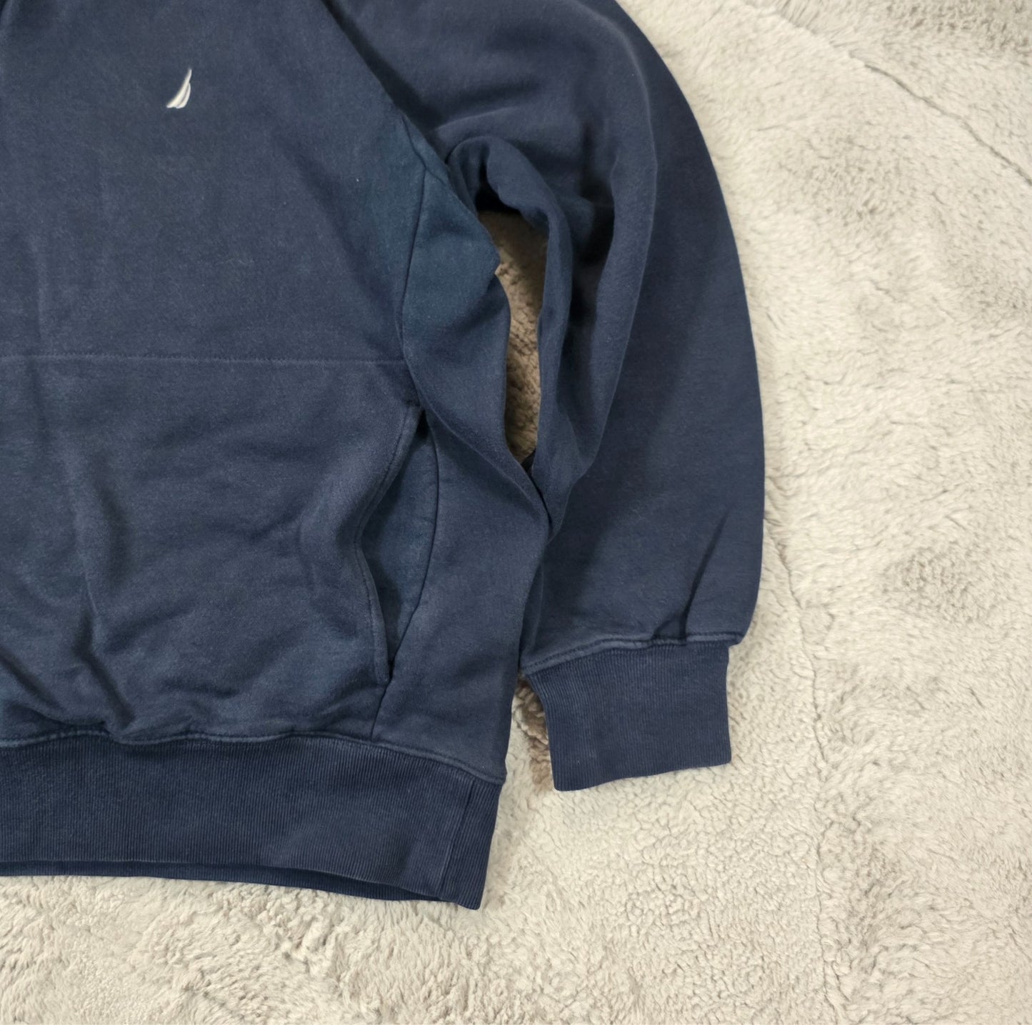Nautica Blue Quarter Zip Sweatshirt Men’s M Pullover Jumper Logo Embroidered