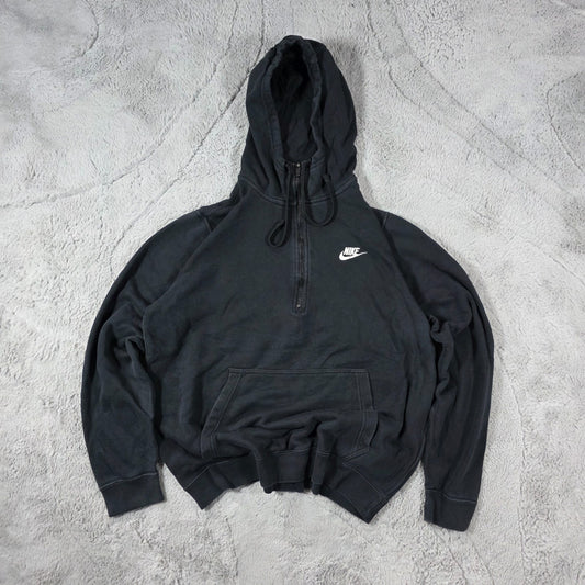 Nike Men’s Black Half Zip Hoodie Size L 🖤 Pullover Sweatshirt Kangaroo Pocket