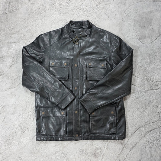 Whispering Smith London Faux Leather Biker Jacket Black L – Four Pocket Design
