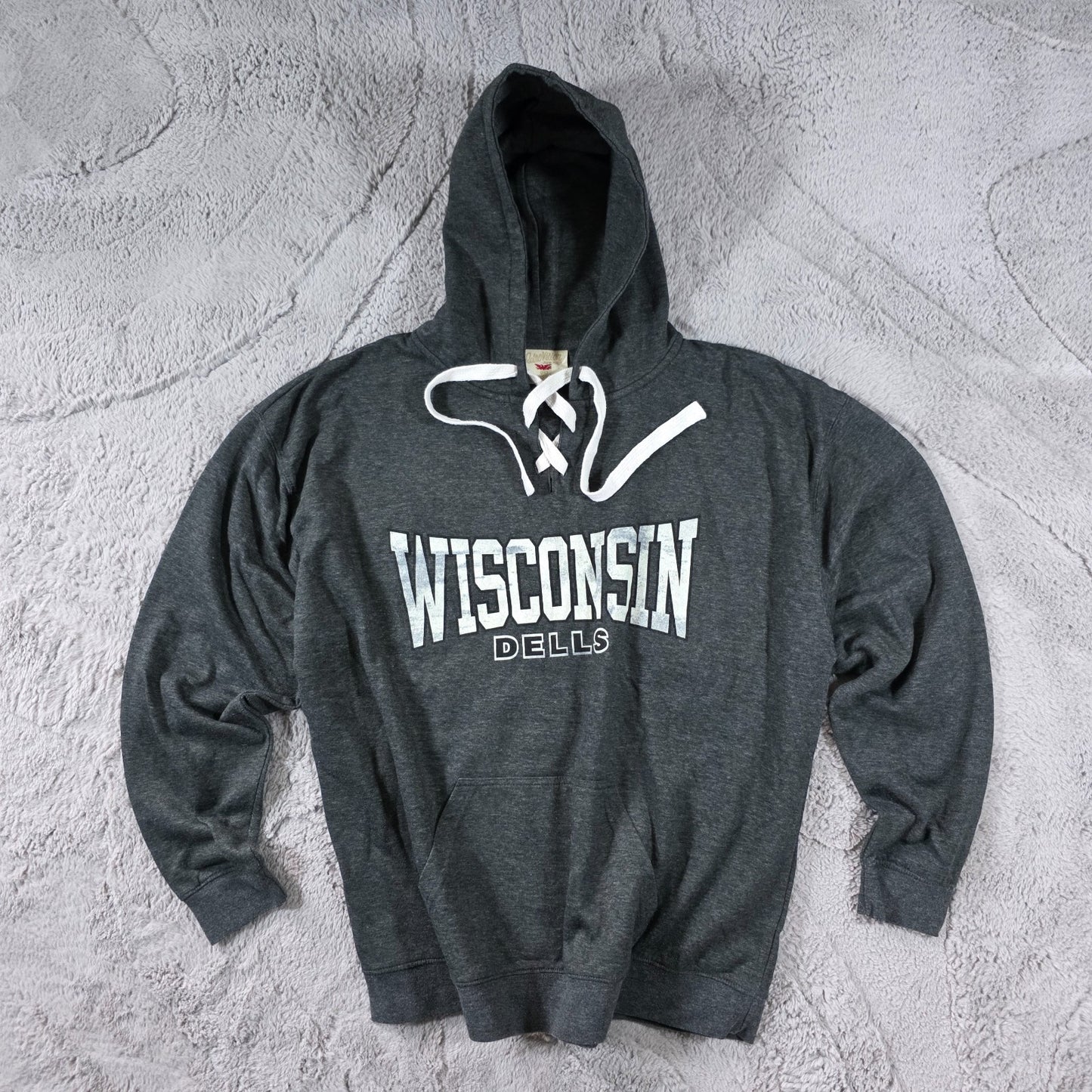 Retro Vision Wisconsin Dells Grey Hoodie Men’s Size 2XL Lace Up Vintage Style