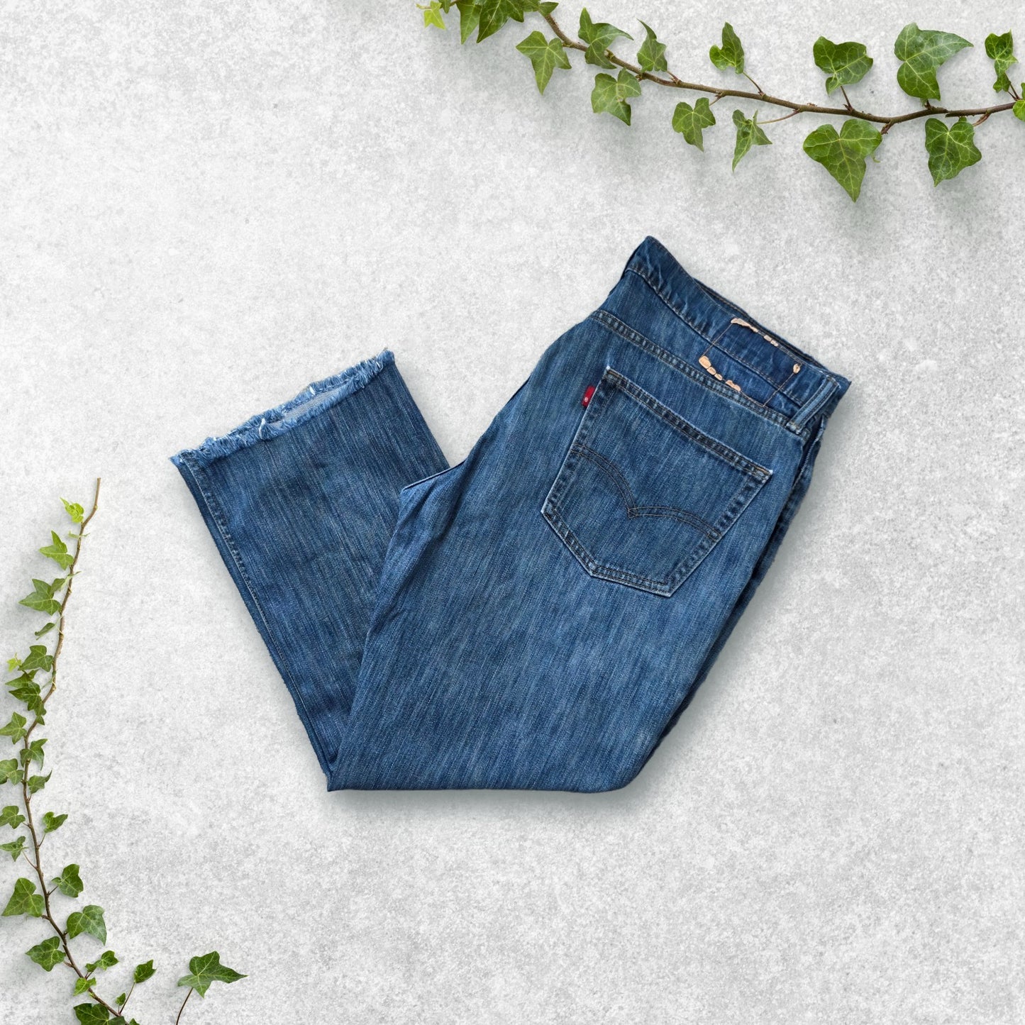 Levi’s 511 Slim Fit Cut Off Jeans W36 L26 Raw Hem Red Tab Distressed Blue