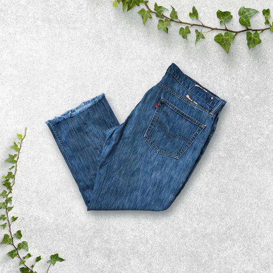 Levi’s 511 Slim Fit Cut Off Jeans W36 L26 Raw Hem Red Tab Distressed Blue
