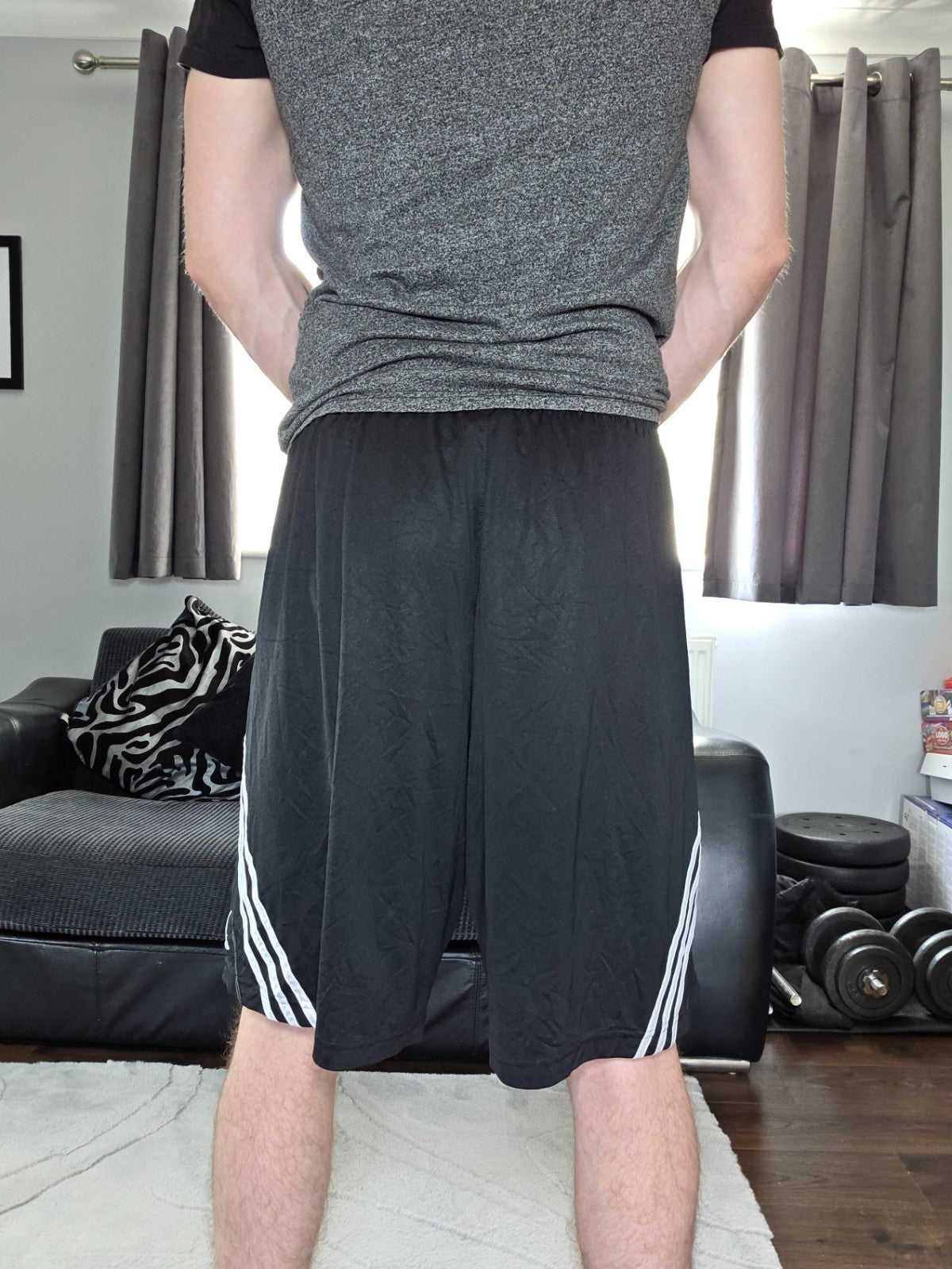 Adidas Black Sports Shorts Size M W29 Elasticated Waist Football Gym Training