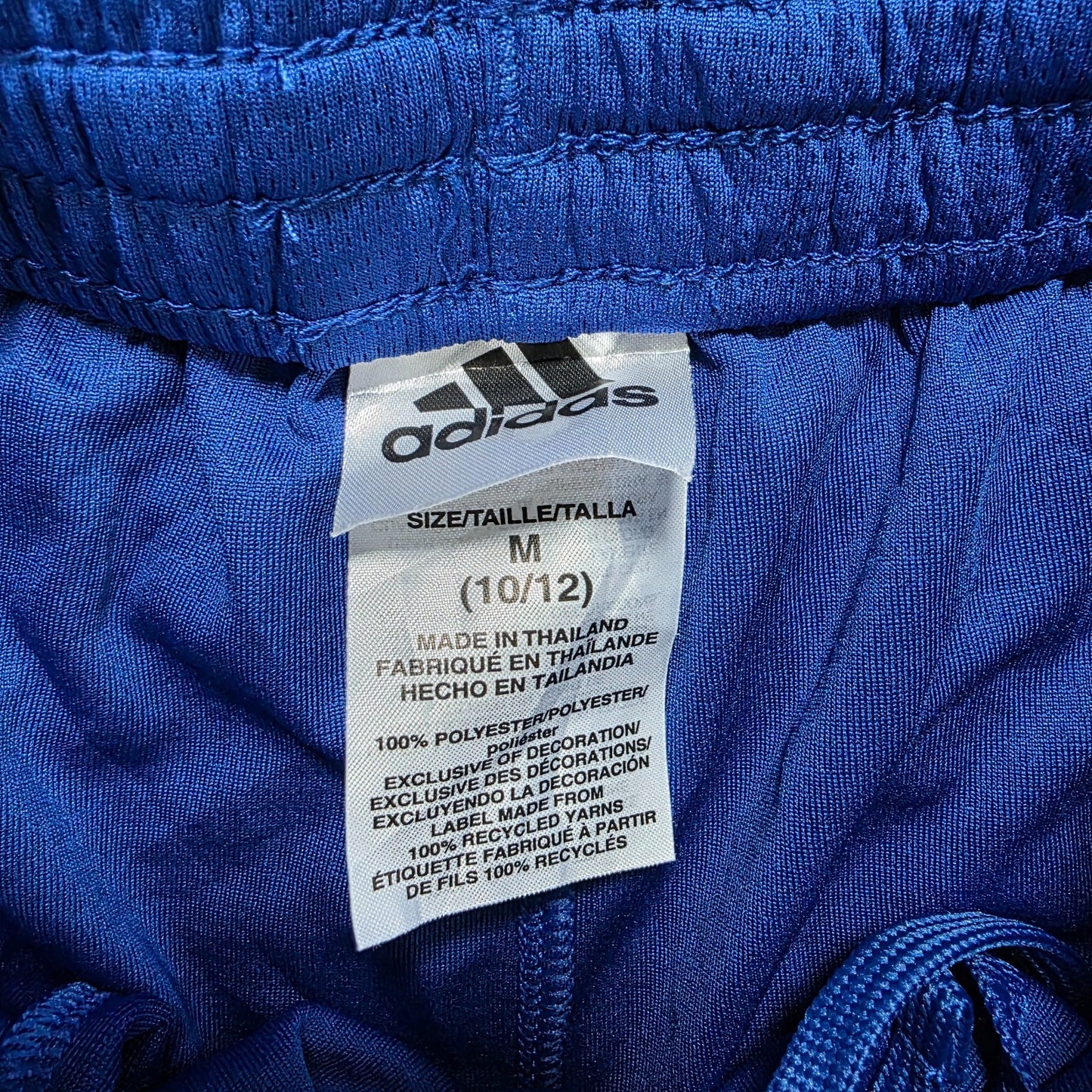 Adidas Blue Sports Shorts Youth M (10/12) W24 Mesh Stripe Gym Activewear