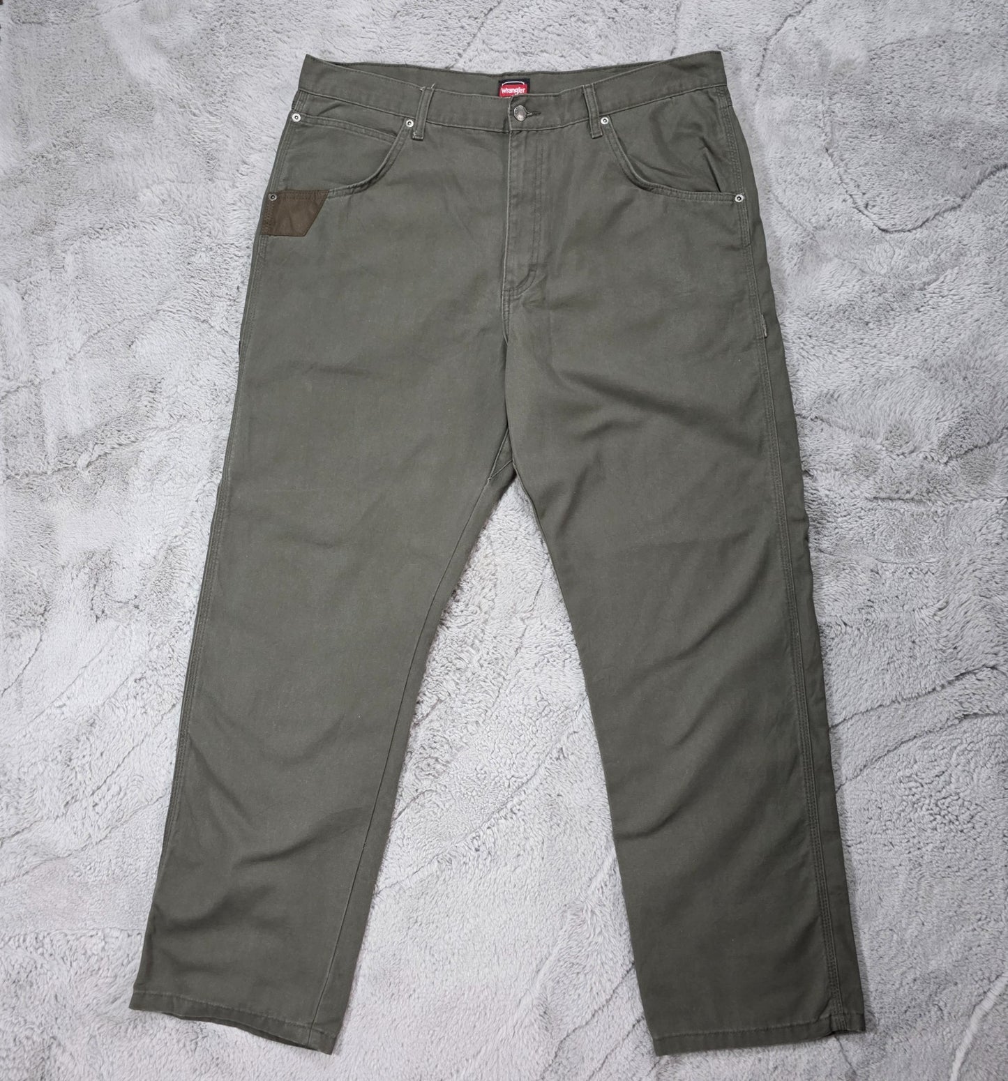 Wrangler Workwear Carpenter Jeans Green Straight Fit W38 L33 Hammer Loop Cut