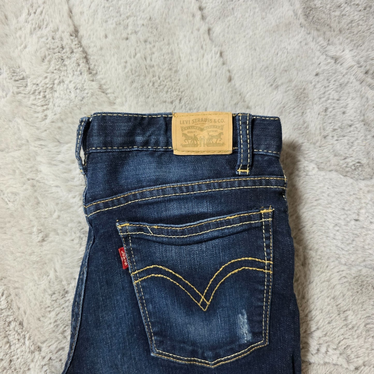 Levi’s Girlfriend Jeans Kids Size 12 W25 L27 Blue Distressed Denim Skinny Youth