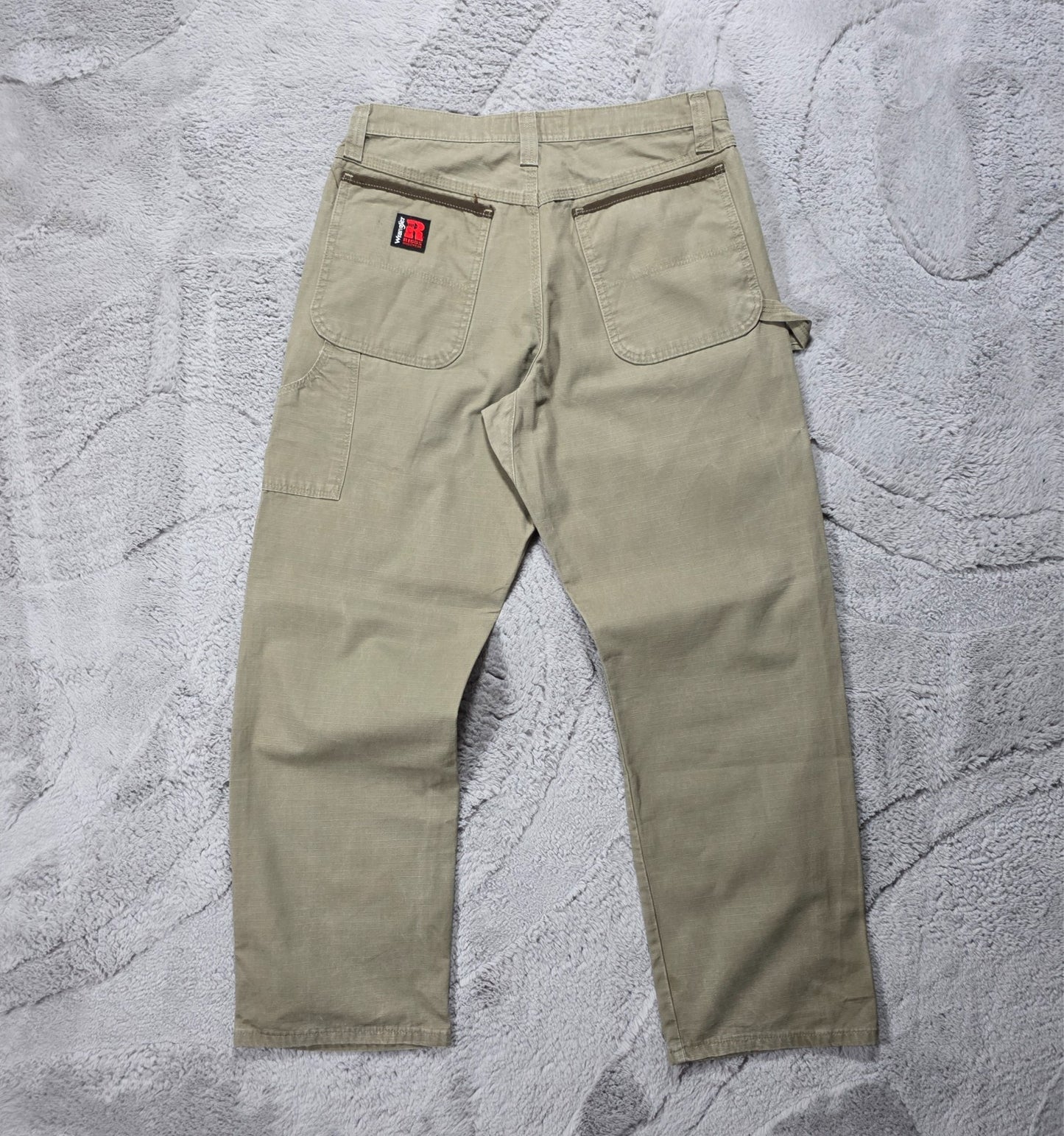 Wrangler Riggs Workwear carpenter trousers khaki-olive W32 L32 mens straight leg