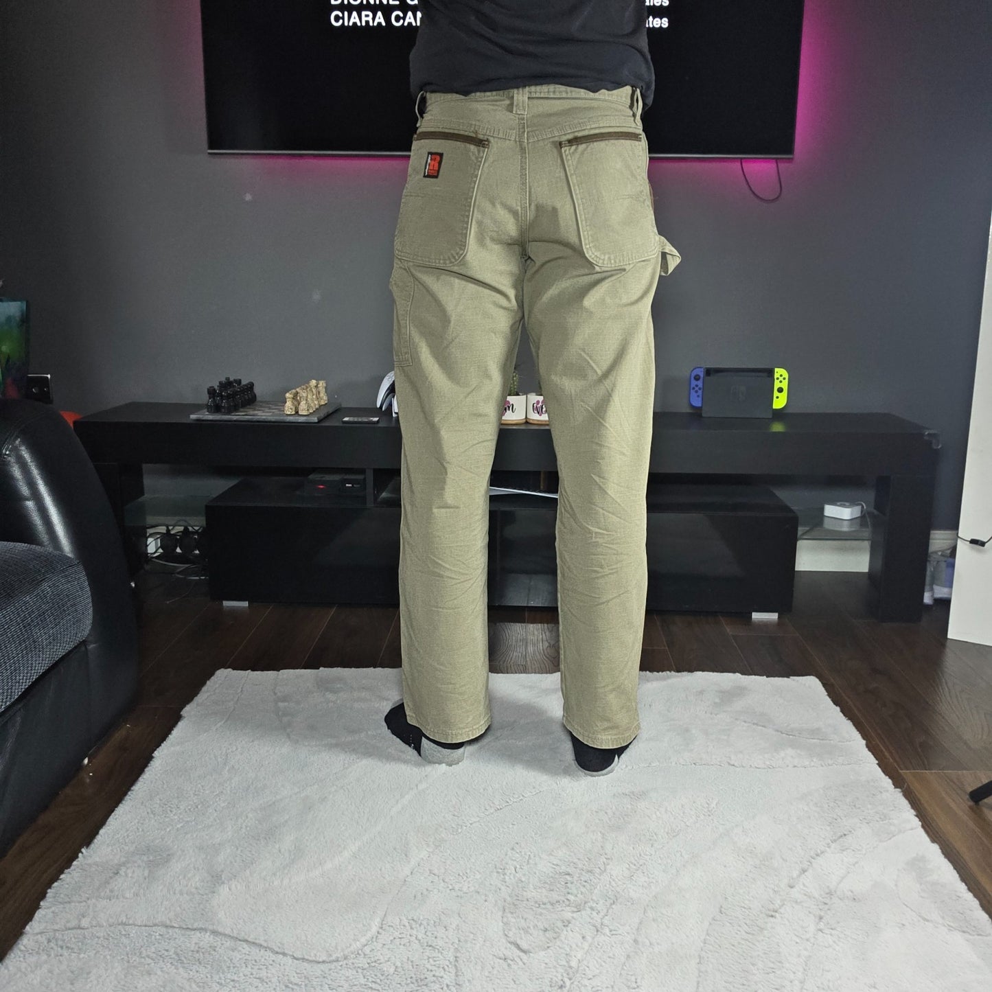 Wrangler Riggs Workwear carpenter trousers khaki-olive W32 L32 mens straight leg