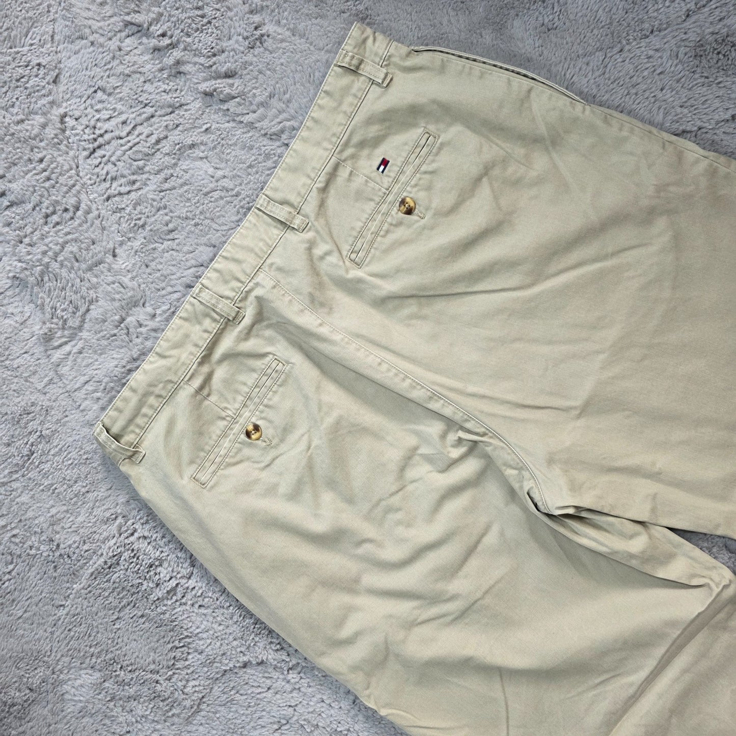 Tommy Hilfiger Chino Trousers W36 L30 Beige 100% Cotton Straight Fit