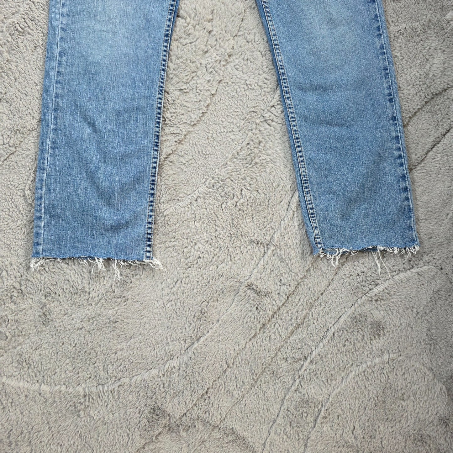 Levi’s 511 Slim Fit Jeans W32 L29 Light Blue Raw Hem Cropped Distressed