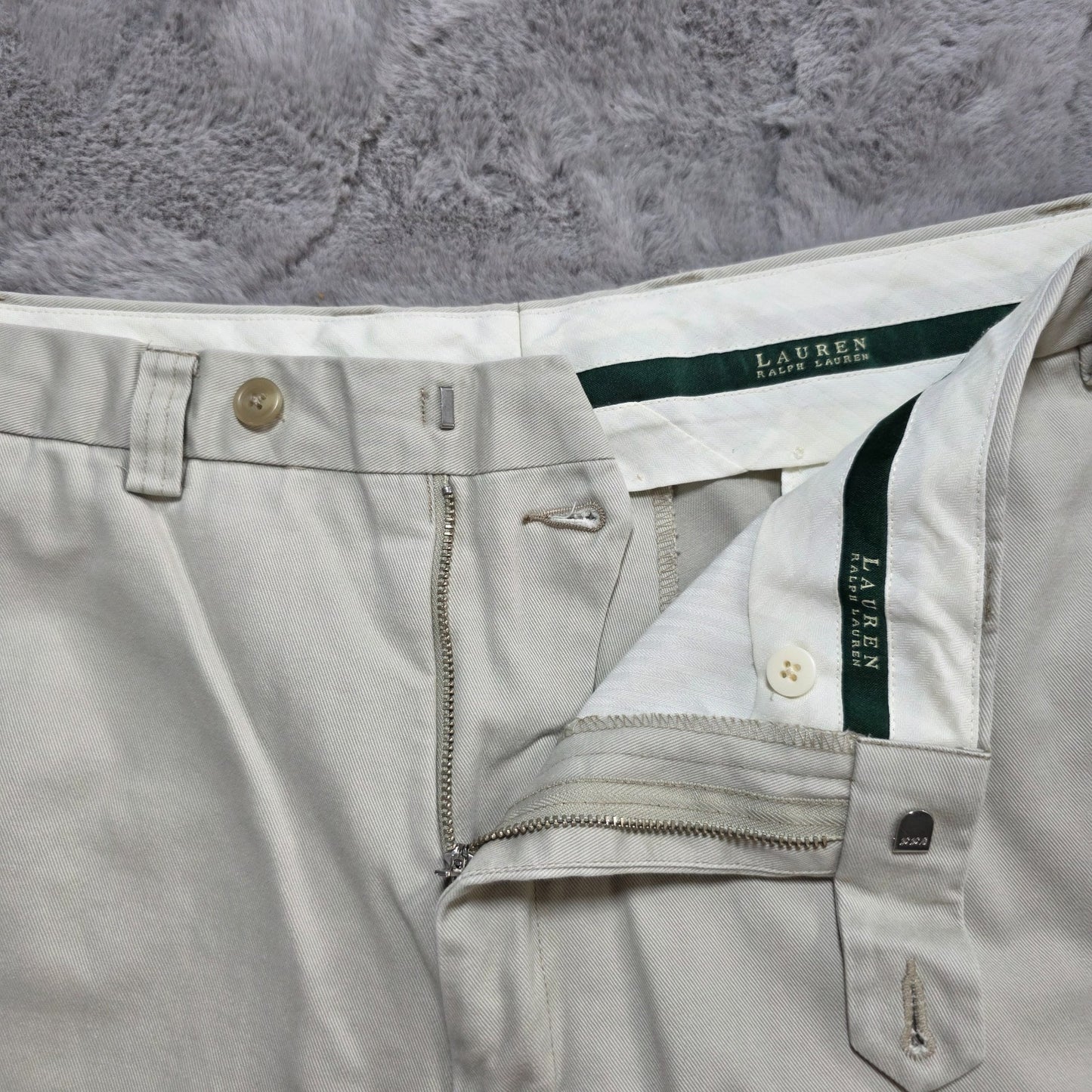 Lauren Ralph Lauren Beige Cotton Pleated Trousers W38 L32 Classic Fit Chino Smar