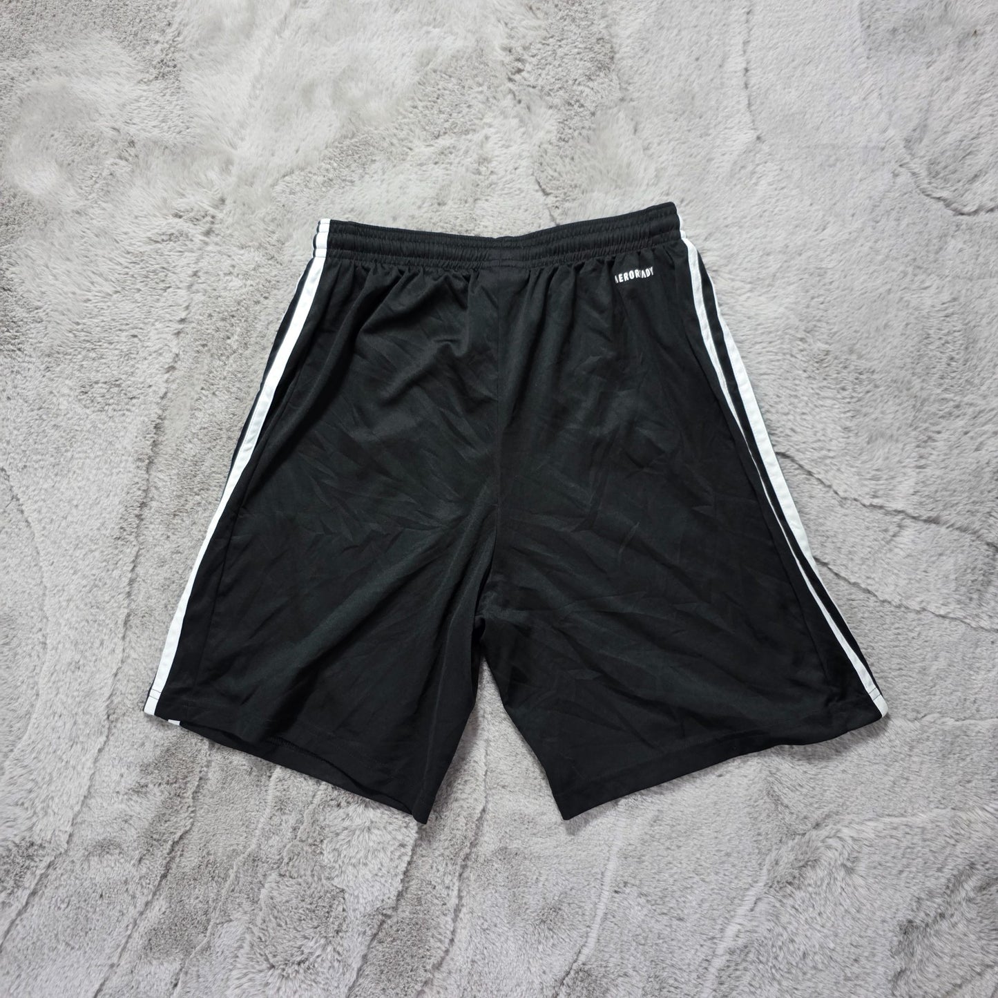 Adidas Kids 13-14Y Black AEROREADY Sports Shorts White 3-Stripes No.17 Logo