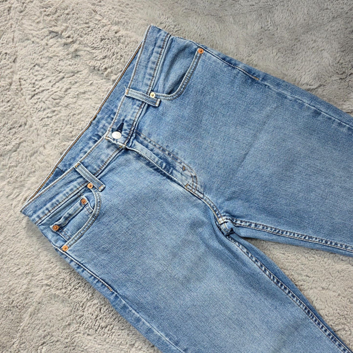 Levi’s 511 Slim Fit Jeans W32 L29 Light Blue Raw Hem Cropped Distressed