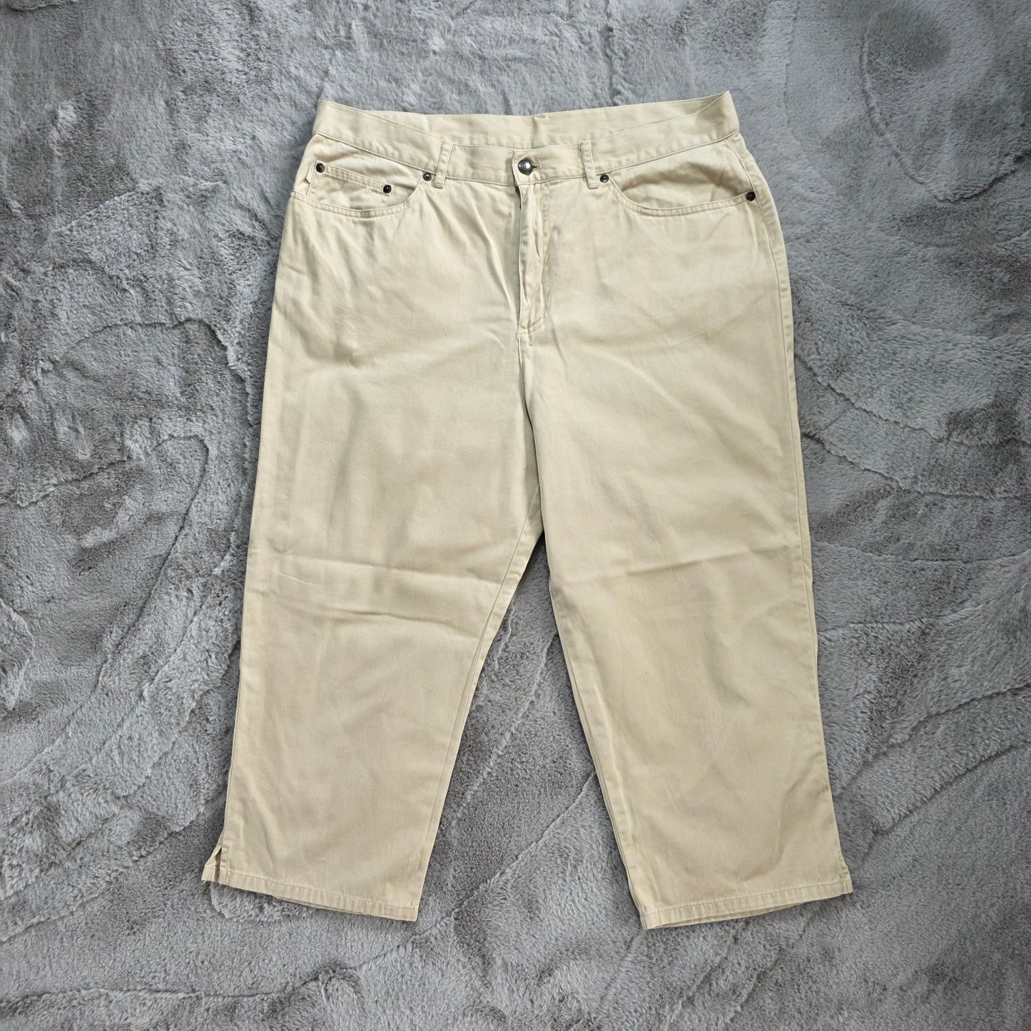 Lauren Ralph Lauren Cream Cropped Jeans W35 US 14 UK 18 Plus Size 3/4 Trousers