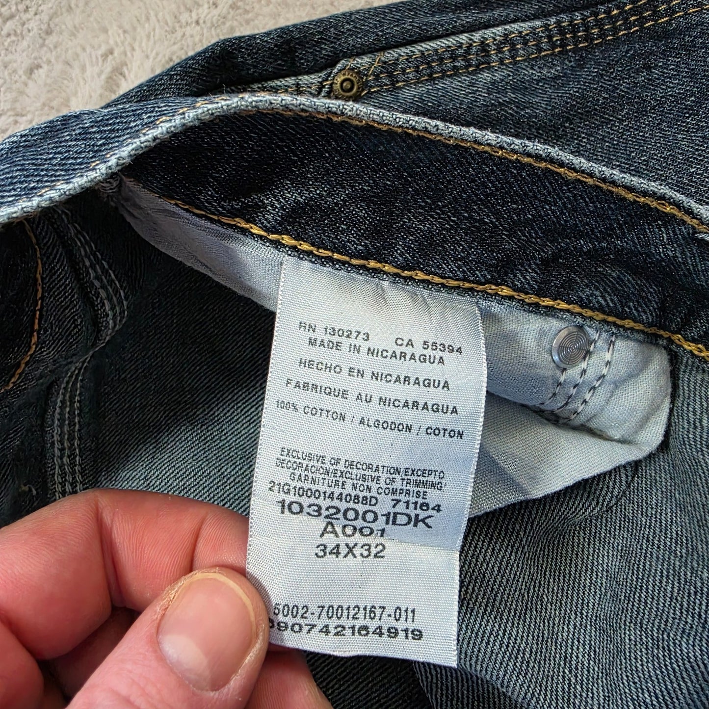 Wrangler Rugged Wear Carpenter Jeans Blue W34 L32 Straight Leg 100% Cotton