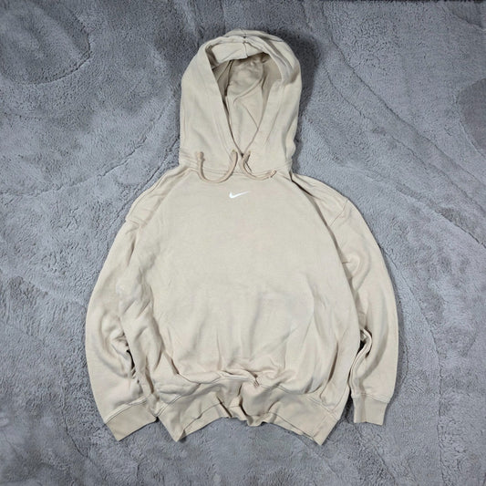 Nike Men’s Cream Hoodie Size S Oversized Fit 80% Cotton Embroidered Swoosh
