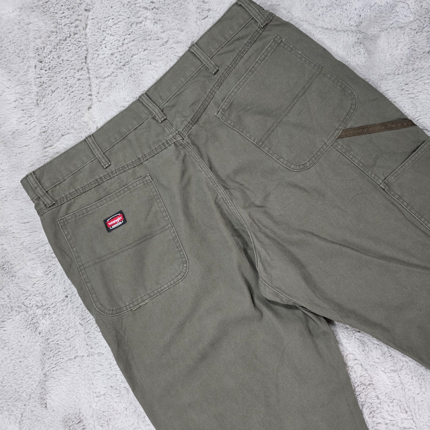 Wrangler Workwear Carpenter Jeans Green Straight Fit W38 L33 Hammer Loop Cut