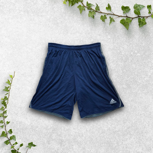 Adidas Climalite Navy Blue Sports Shorts XL W32 Gym Training Zip Detail