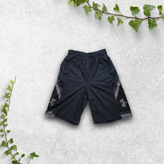 Under Armour HeatGear Black Shorts Youth S W25 Loose Fit Longline Sports