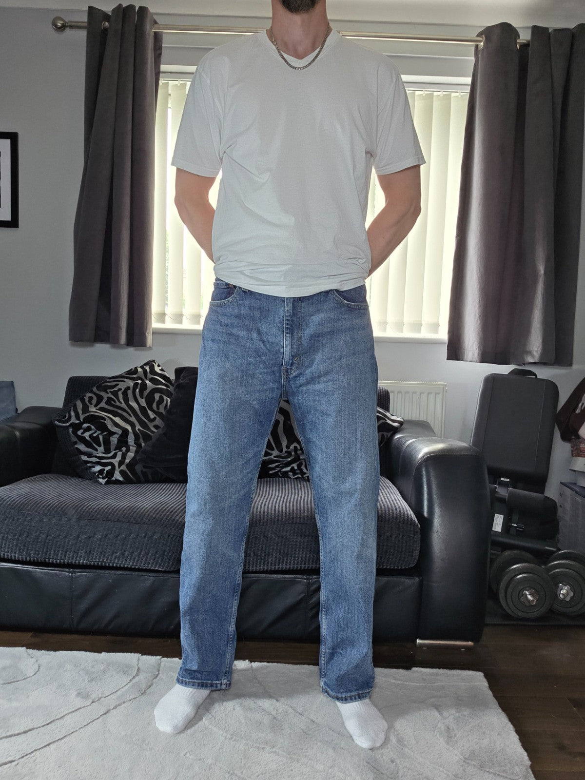 Levi's 505 Regular Fit Jeans W36 L30 Mid Blue Straight Leg USA Style