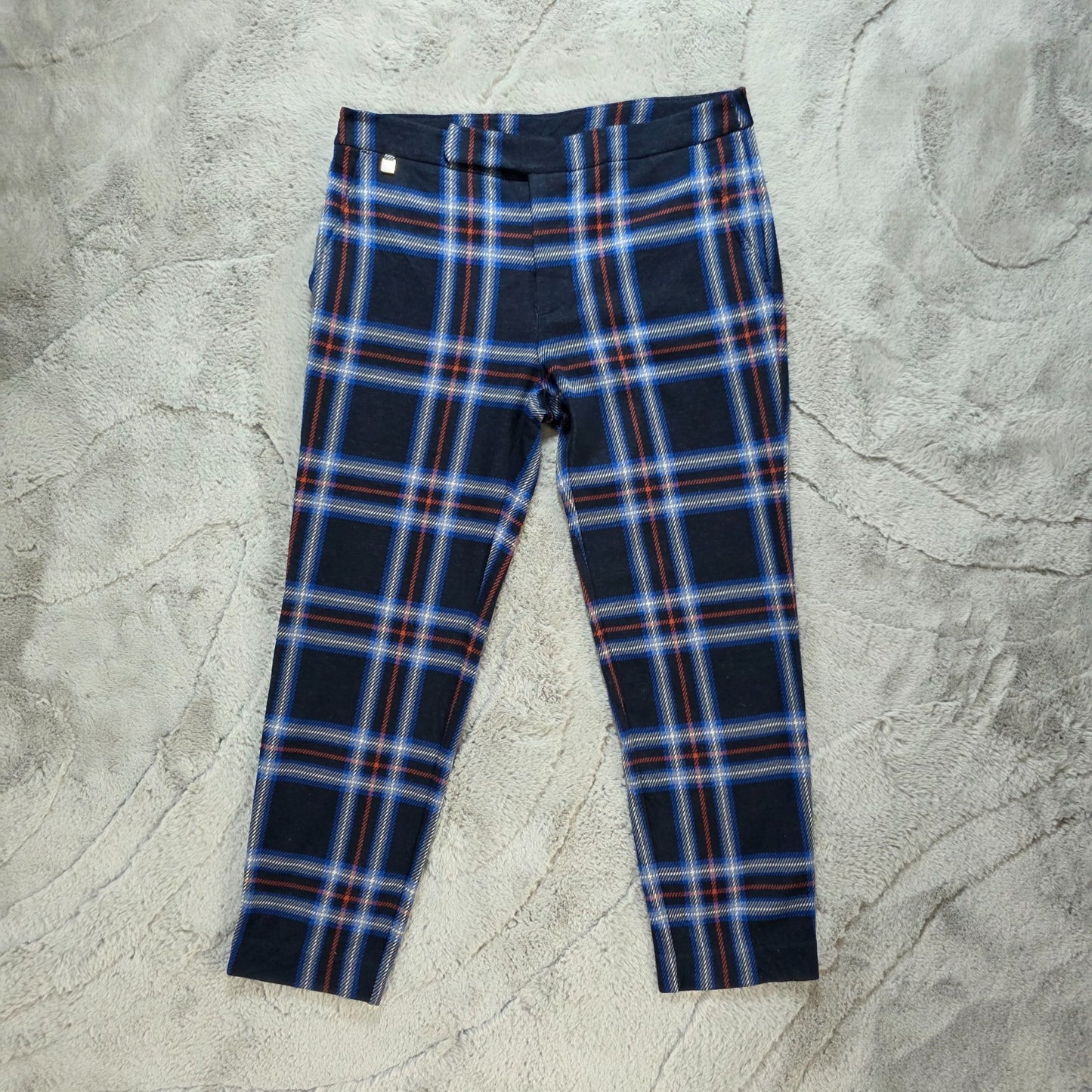 Lauren Ralph Lauren Blue Red Check Slim Trousers W33 L27 Stretch Smart UK 14–16