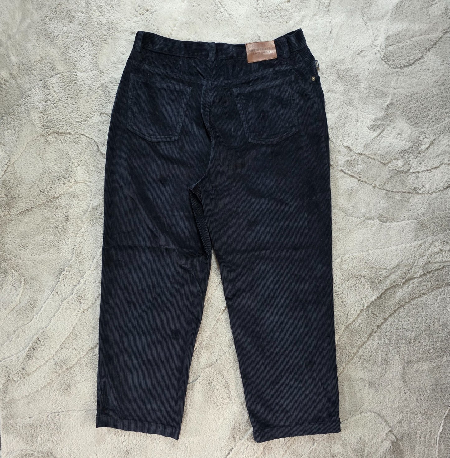 Lauren Ralph Lauren Women's Corduroy Jeans W33 L27 Black Stretch Straight Fit Si
