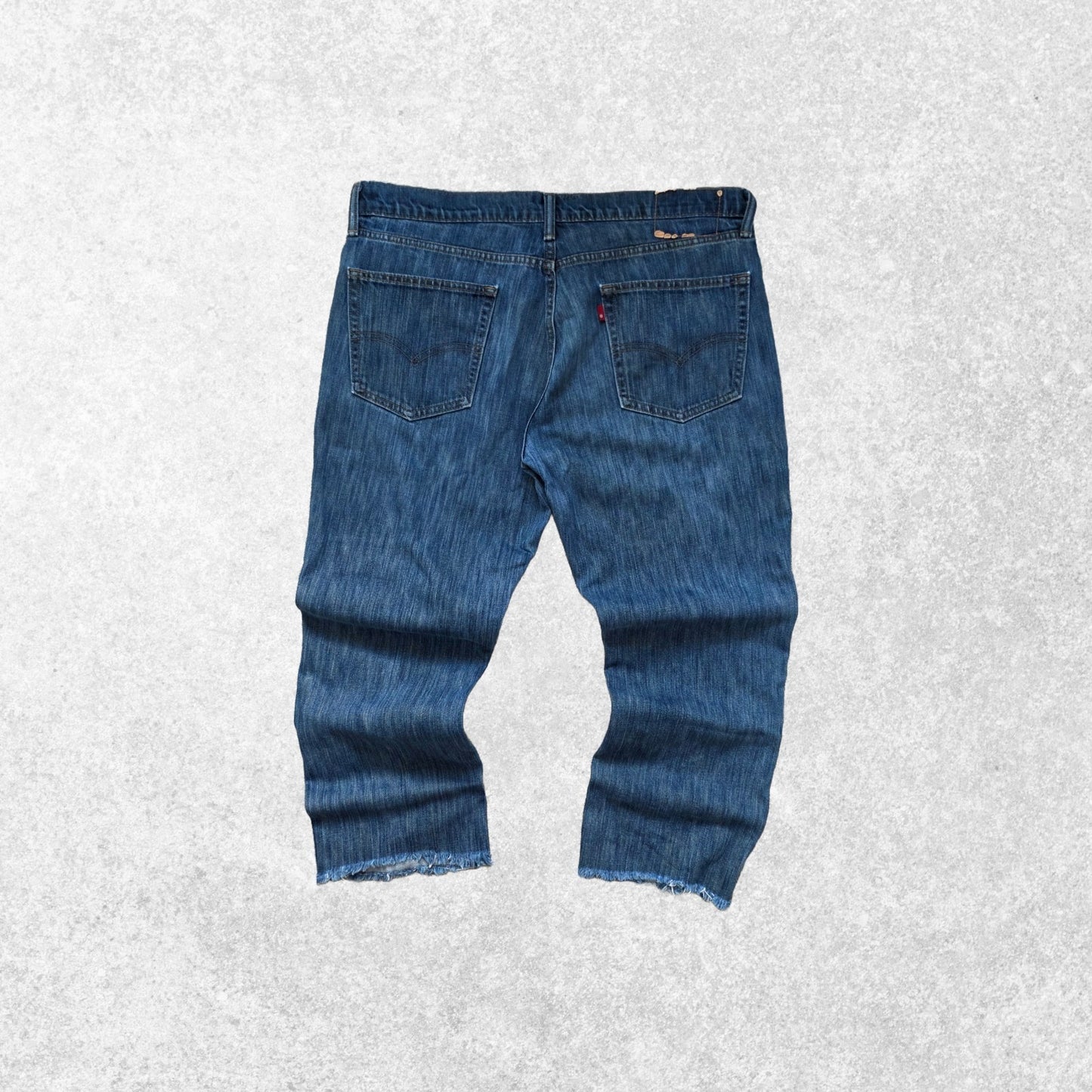 Levi’s 511 Slim Fit Cut Off Jeans W36 L26 Raw Hem Red Tab Distressed Blue