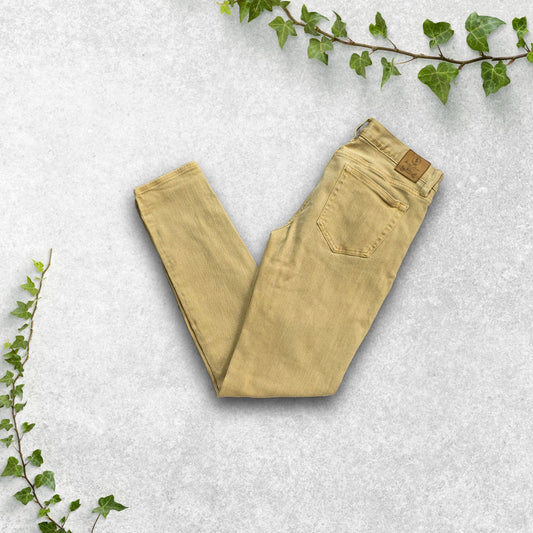 Ralph Lauren Sport Women's Skinny Jeans W27 Beige Stretch Denim Mid Rise 30L