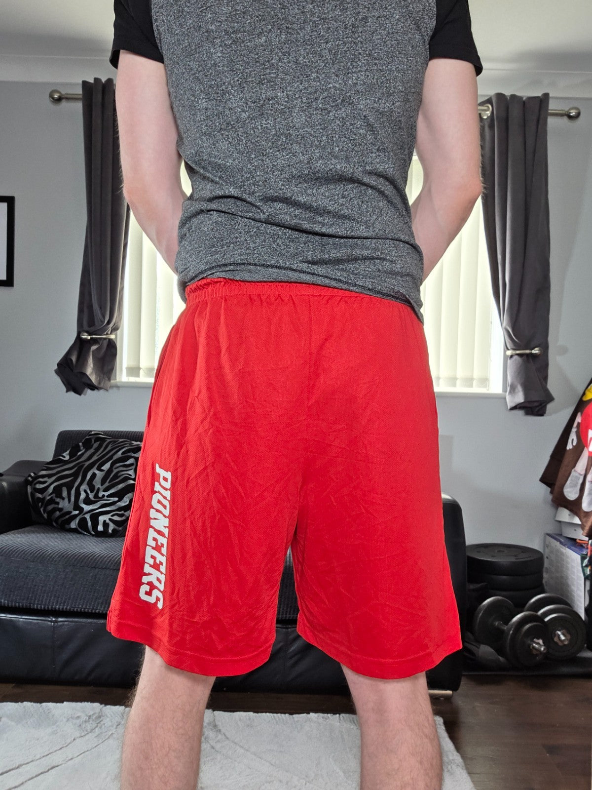 Champion Pioneers Red Mesh Sports Shorts W30 Vintage Style Basketball Gym