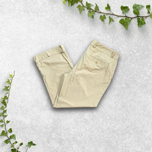 Lauren Ralph Lauren Beige Cotton Trousers US 8 (UK 12) W32 L26 Cropped Chinos