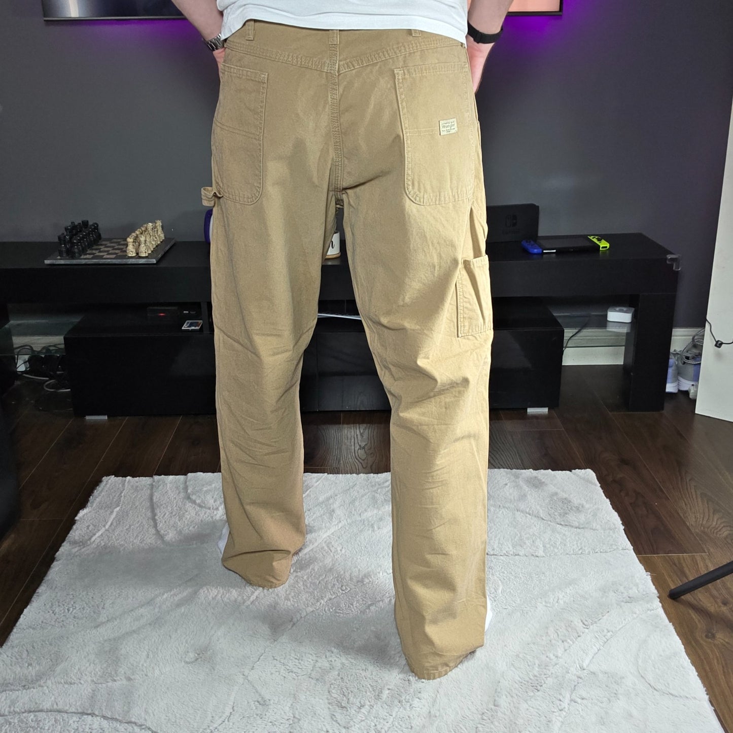 Wrangler Carpenter Jeans Men’s W38 L32 Beige Straight Workwear Utility