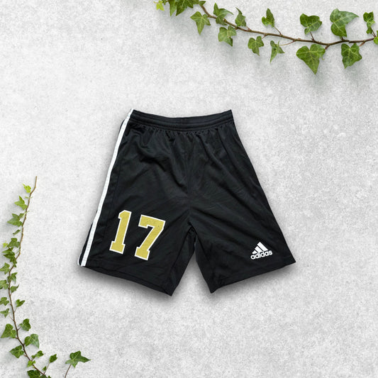 Adidas Kids 13-14Y Black AEROREADY Sports Shorts White 3-Stripes No.17 Logo