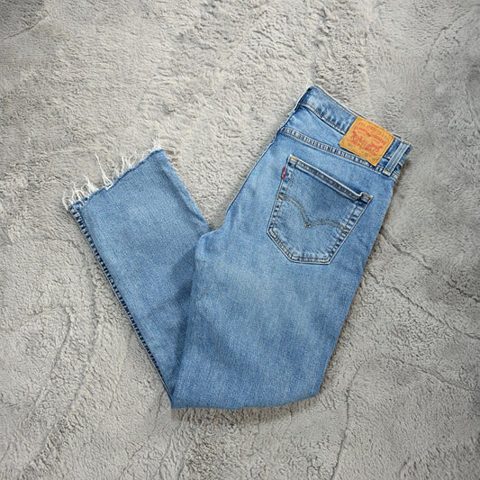 Levi’s 511 Slim Fit Jeans W32 L29 Light Blue Raw Hem Cropped Distressed