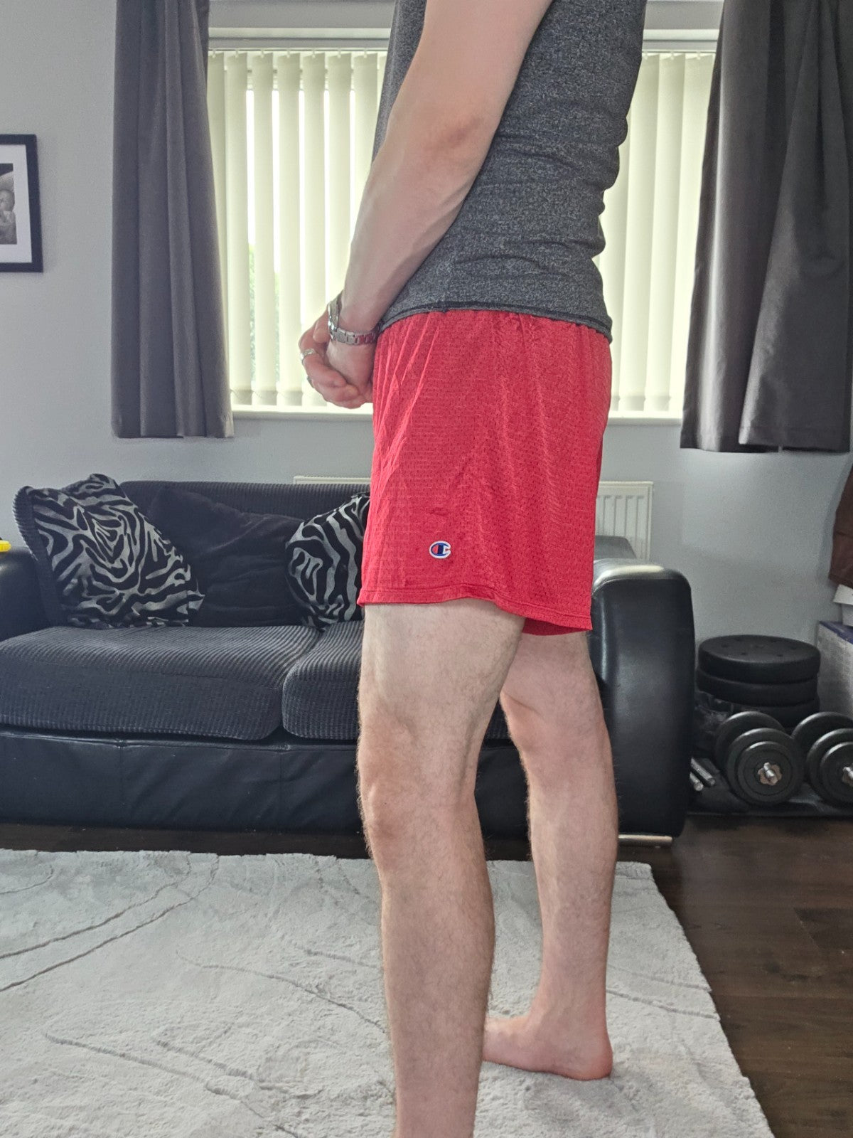 Champion Red Mesh Sports Shorts W34 | Lightweight Gym/Running Shorts