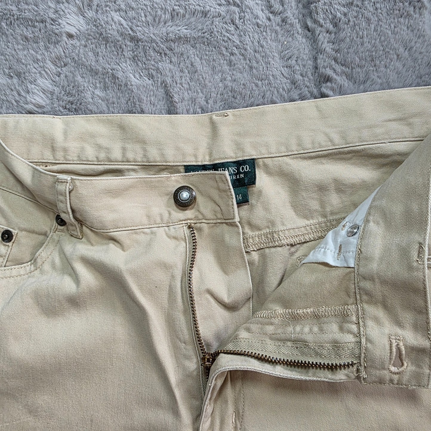 Lauren Ralph Lauren Cream Cropped Jeans W35 US 14 UK 18 Plus Size 3/4 Trousers