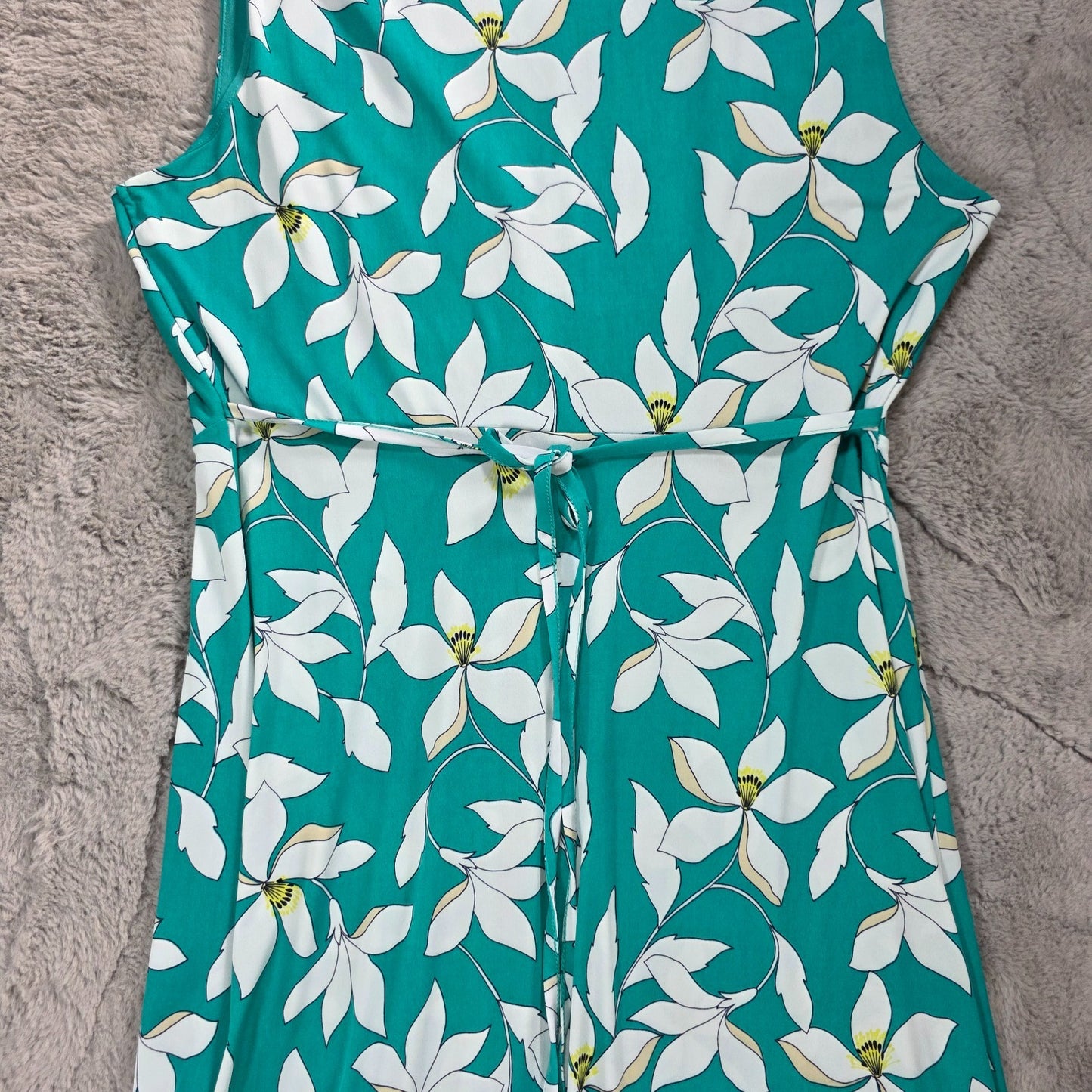 Bonmarché Maxi Dress Women’s Green White Floral Sleeveless Summer (No Label)