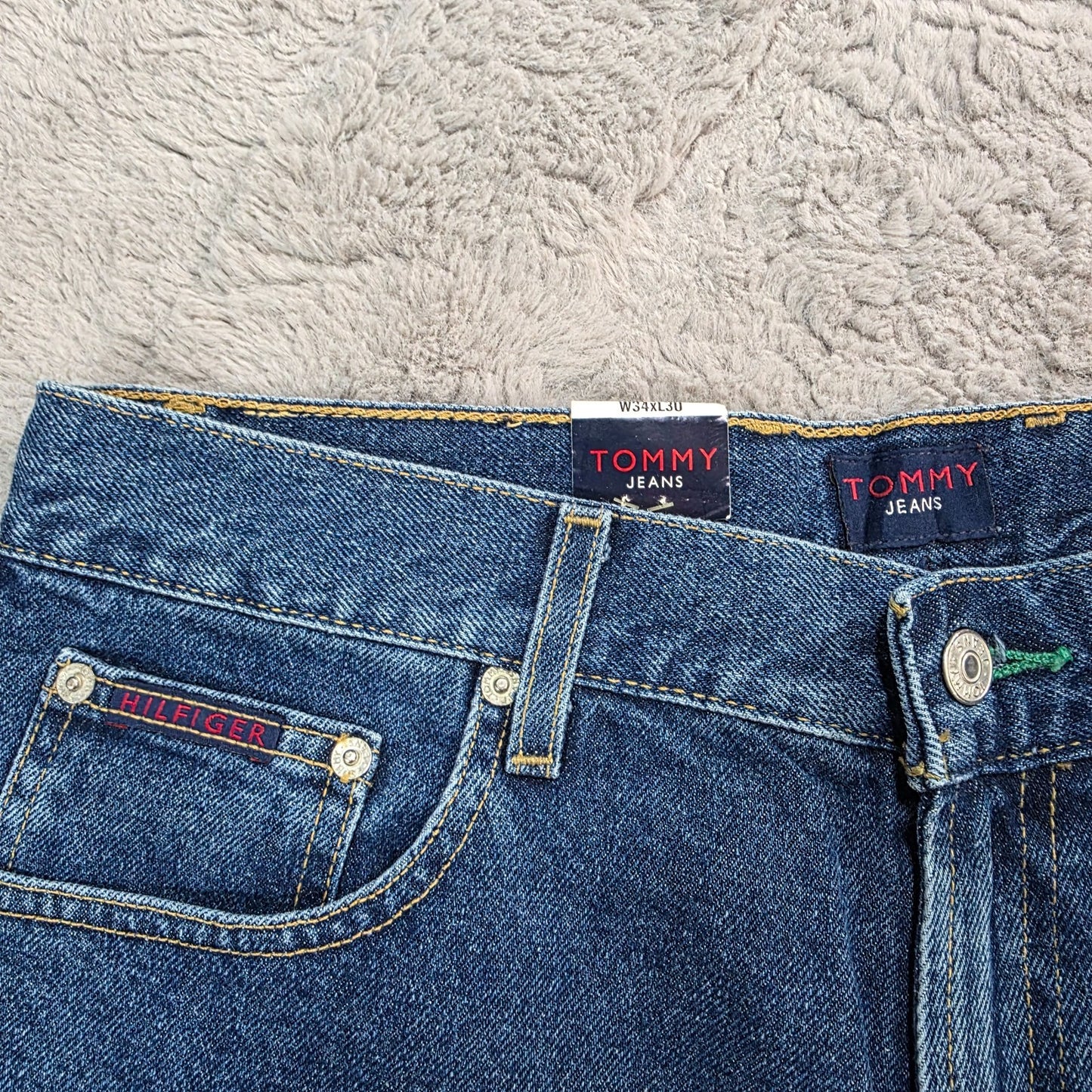 Tommy Hilfiger Relaxed Fit Blue Denim Jeans W34 L30 Made in Mexico US Components