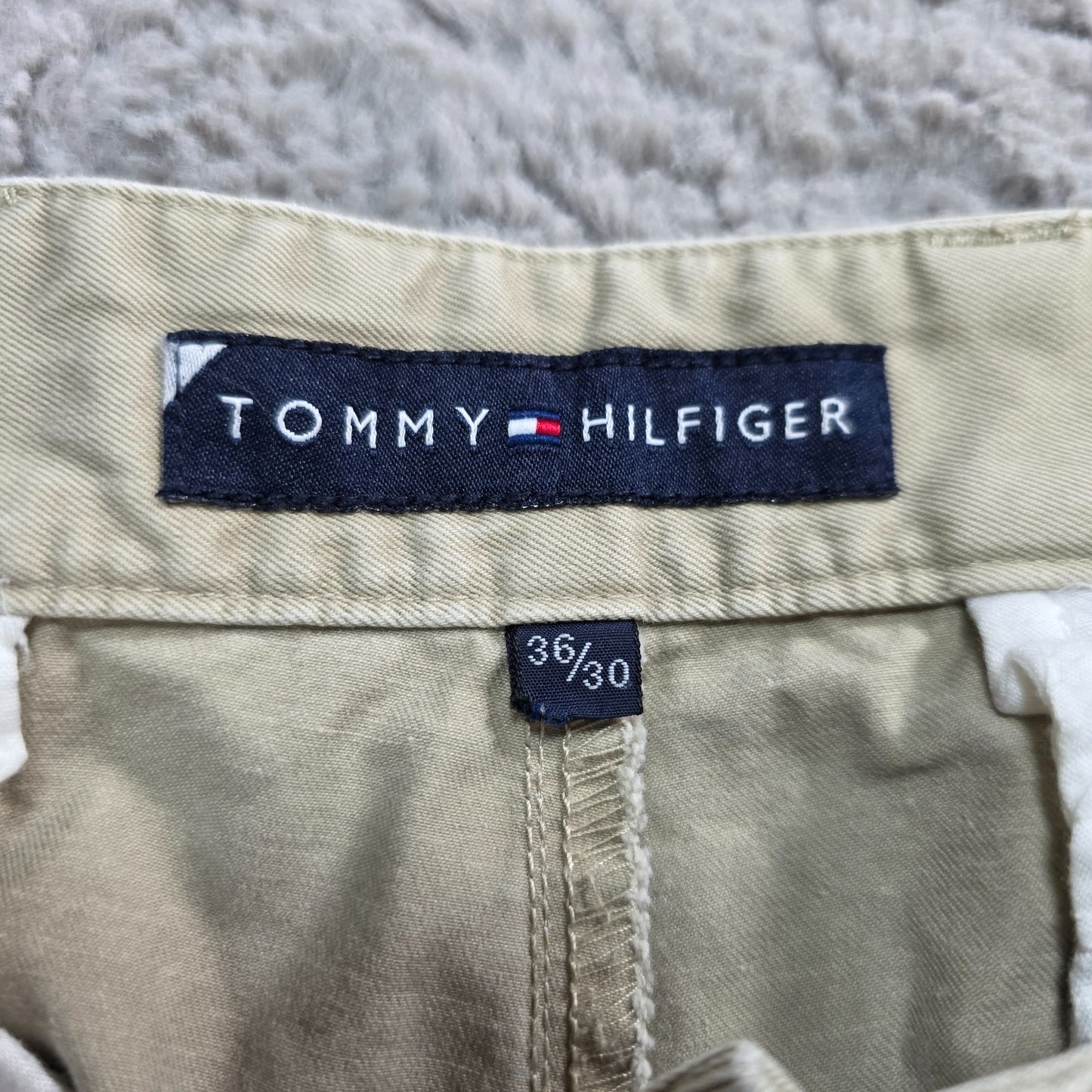 Tommy Hilfiger Chino Trousers W36 L30 Beige 100% Cotton Straight Fit