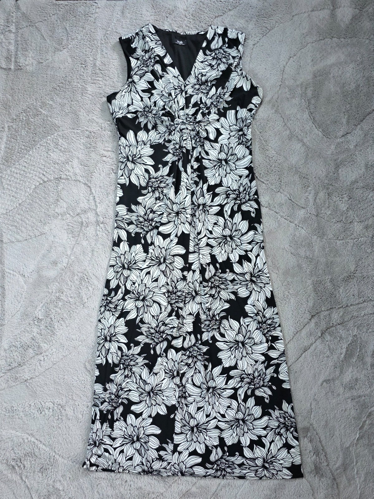 Wallis Maxi Dress Women’s Black White Floral Sleeveless Summer Size 16